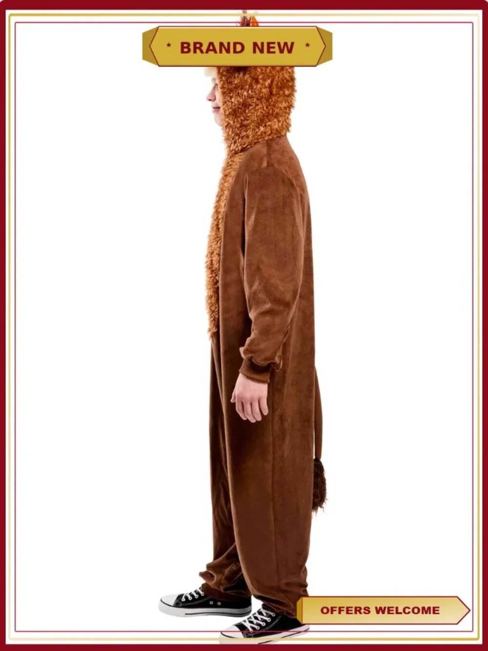 Highland Cow Costume Hooded Jumpsuit Kids Size L Halloween Pretend Play